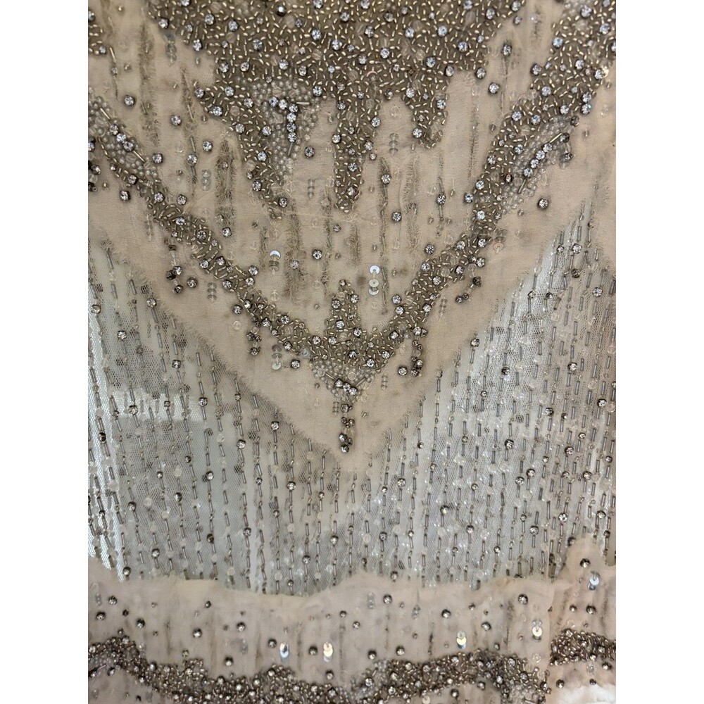Haute Hippie Women's disstressed Chiffon Crapin Swan & Crystal Size M AMAZING - Picture 2 of 4